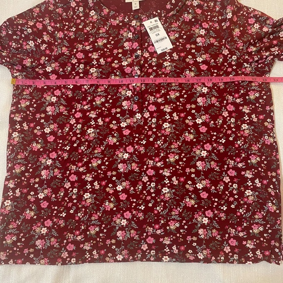 Burgundy Style & Co. Floral Top Size OX - Picture 7 of 9